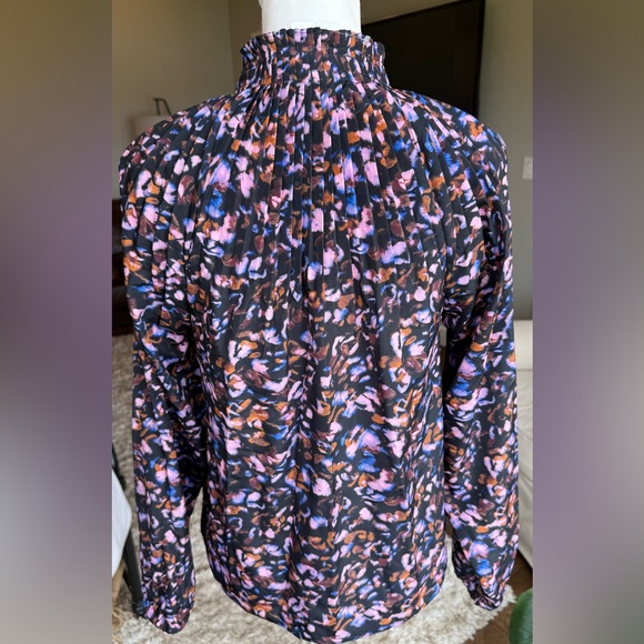 Marie Oliver XS Black, Pink, Blue and Tan Mock Neck Arden Blouse NWT - Picture 3 of 9